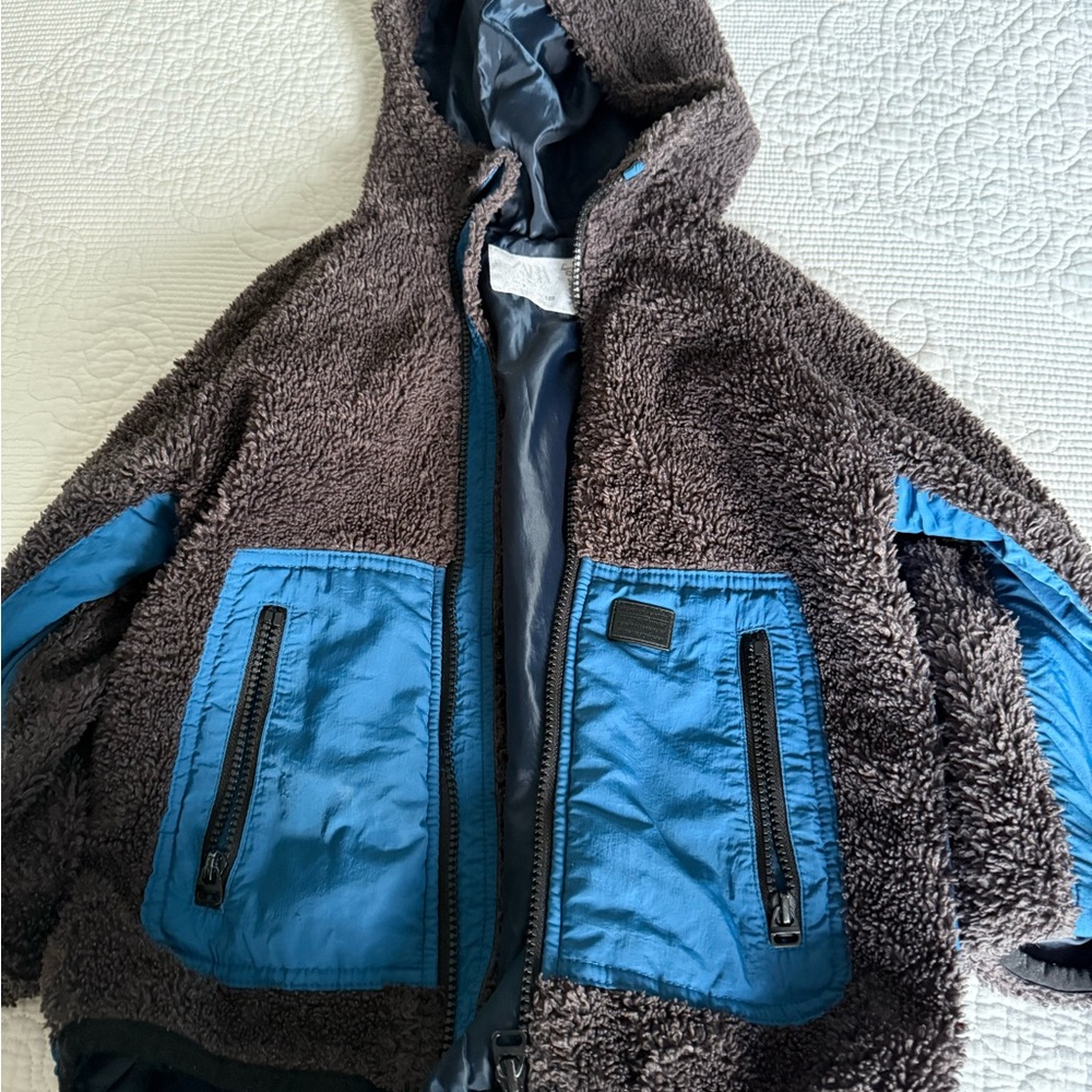 Zara Kids Brown and Blue Puffer Jacket